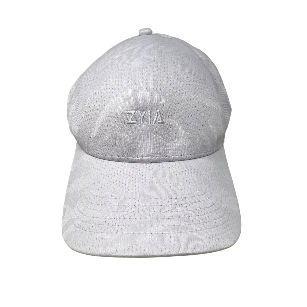 Zyia Active Embroidered Mesh Fitted Hat Womens OS White Camo Polyester Workout